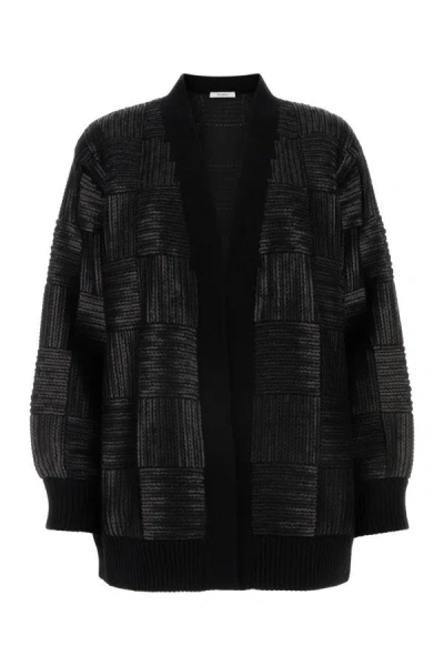 Shop Max Mara Woman Embellished Wool Oversize Estonia Cardigan In Black