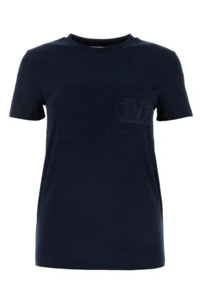 Shop Max Mara Woman Midnight Blue Cotton Papaia T-shirt