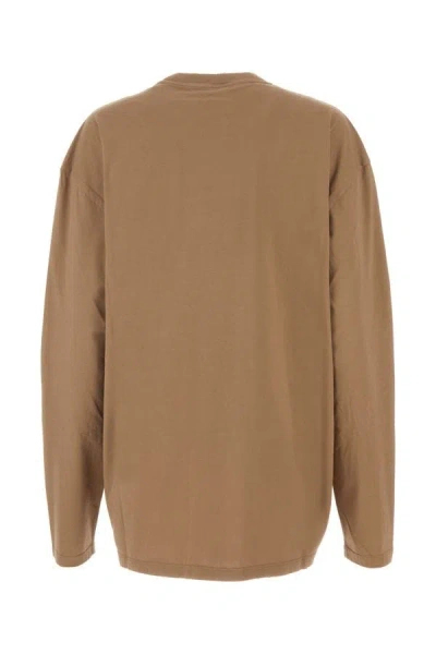 Shop Prada Woman Biscuit Cotton Oversize T-shirt In Brown