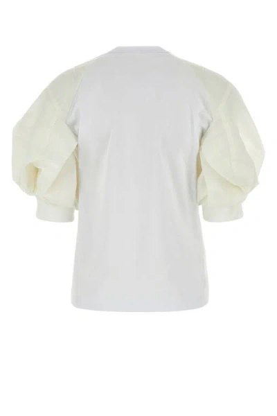 Shop Sacai Woman White Cotton T-shirt