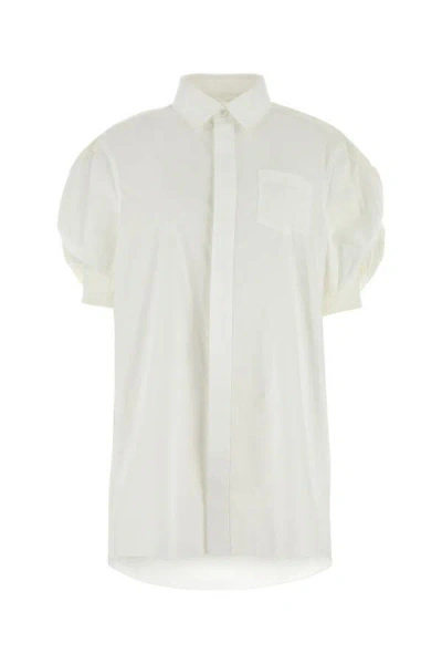 Shop Sacai Woman White Poplin Shirt Dress