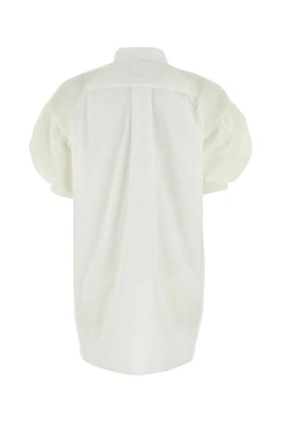 Shop Sacai Woman White Poplin Shirt Dress