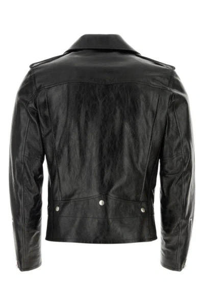 Saint Laurent Cocktail Print Biker Jacket In Black