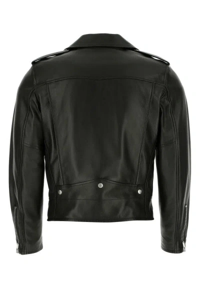 Shop Saint Laurent Man Black Leather Jacket