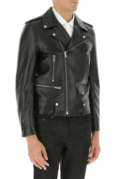 Saint Laurent Cocktail Print Biker Jacket In Black