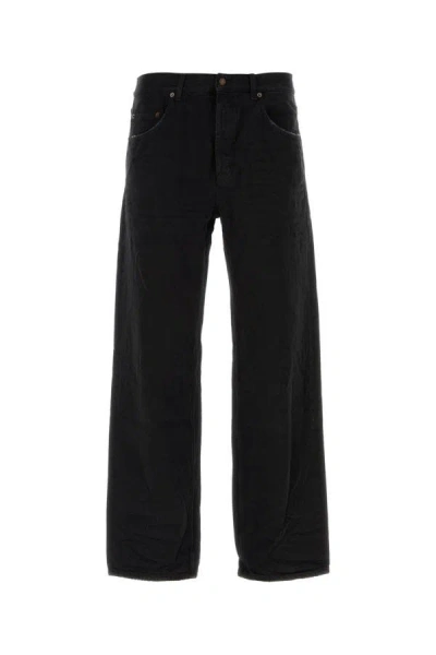 Shop Saint Laurent Man Black Wide-leg Denim Jeans