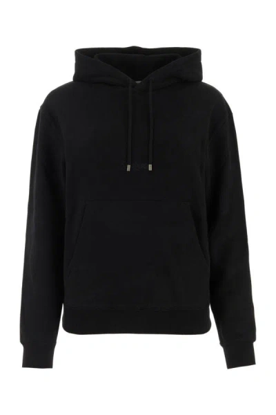 Shop Saint Laurent Woman Black Cotton Sweatshirt