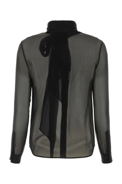 Shop Saint Laurent Woman Black Crepe Shirt