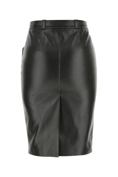 Shop Saint Laurent Woman Black Nappa Leather Skirt