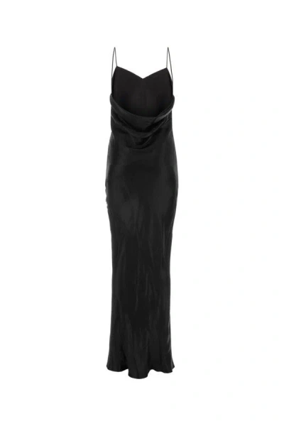 Shop Saint Laurent Woman Black Satin Long Dress