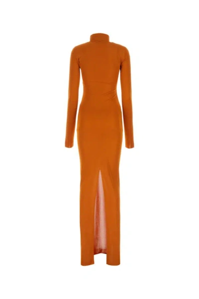 Shop Saint Laurent Woman Copper Viscose Long Dress In Orange