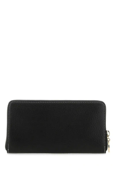 Shop Stella Mccartney Woman Black Grainy Mat Wallet