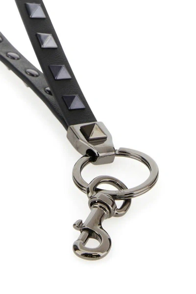 Shop Valentino Garavani Man Black Leather Key Ring