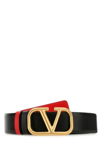Shop Valentino Garavani Woman Black Leather Vlogo Signature Reversible Belt