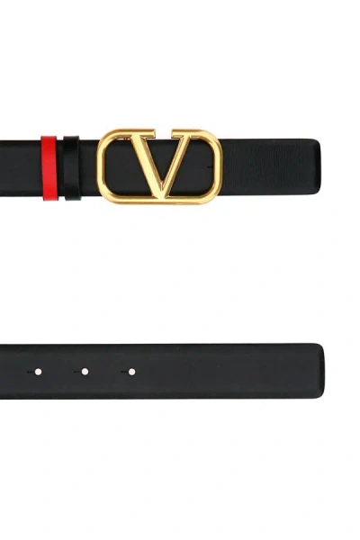 Shop Valentino Garavani Woman Black Leather Vlogo Signature Reversible Belt