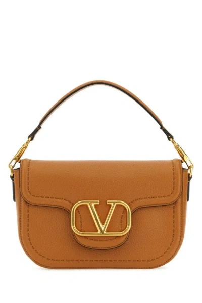 Shop Valentino Garavani Woman Camel Leather Alltime Shoulder Bag In Brown