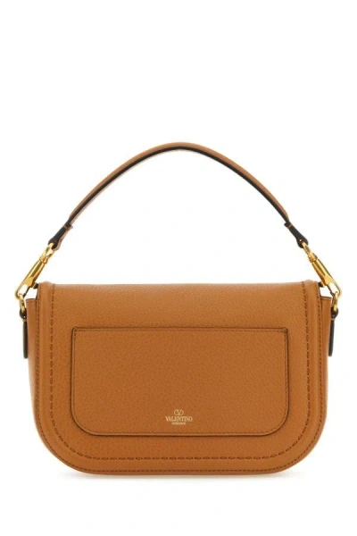 Shop Valentino Garavani Woman Camel Leather Alltime Shoulder Bag In Brown