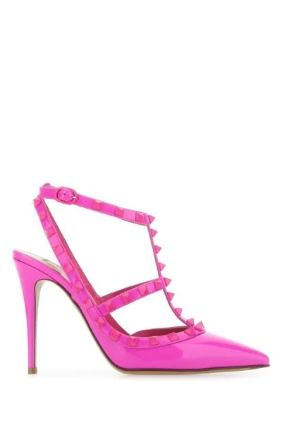 Shop Valentino Garavani Woman Pink Pp Leather Rockstud Pumps