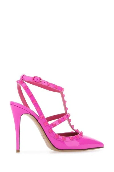 Shop Valentino Garavani Woman Pink Pp Leather Rockstud Pumps