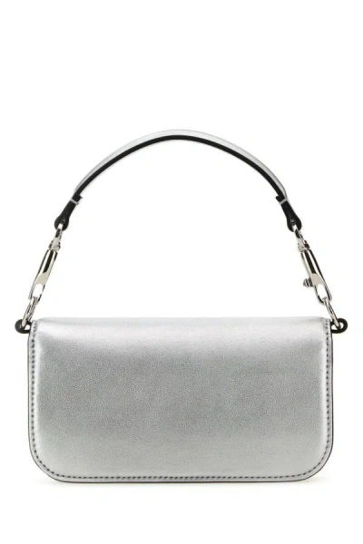 Shop Valentino Garavani Woman Silver Leather Locã² Handbag