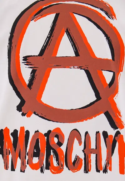 Shop Moschino Anarchy Print Crewneck T-shirt In Gray
