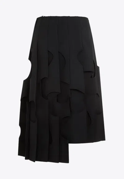 Shop Comme Des Garçons Asymmetric Cut-out Midi Skirt In Black
