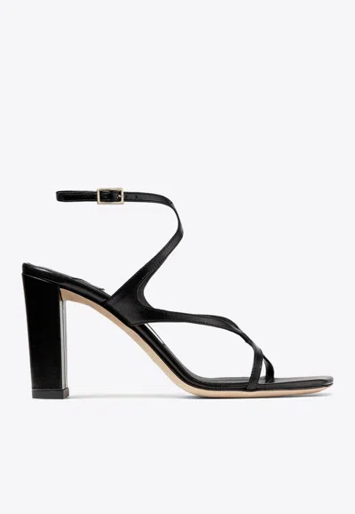 Shop Jimmy Choo Azie 85 Sandals In Nappa Leather In Black