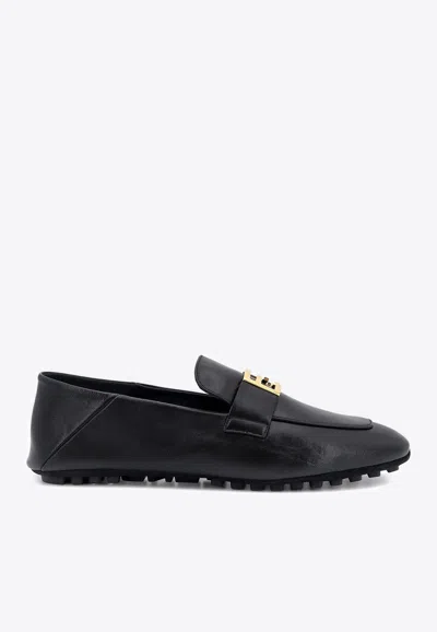 Shop Fendi Baguette Foldable Heel Leather Loafers In Black