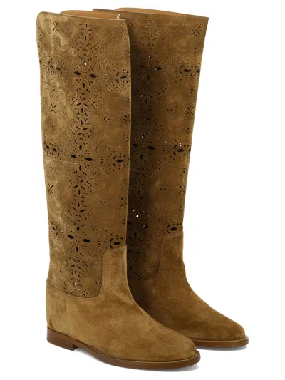 Shop Via Roma 15 Suede Boots With Inlays