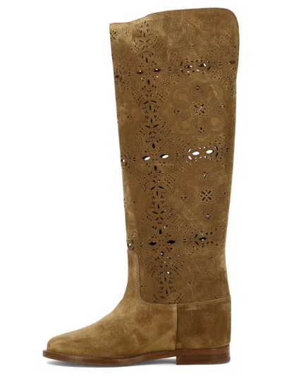 Shop Via Roma 15 Suede Boots With Inlays