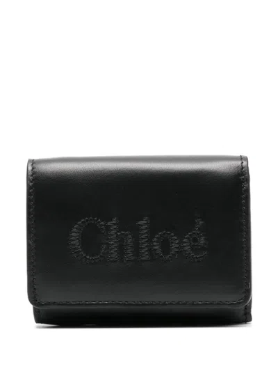 Shop Chloé Sense Leather Wallet In Black