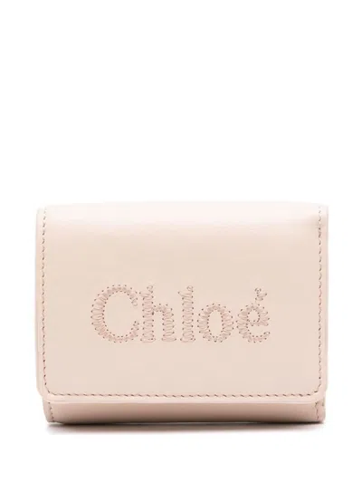 Shop Chloé Sense Leather Wallet In Powder