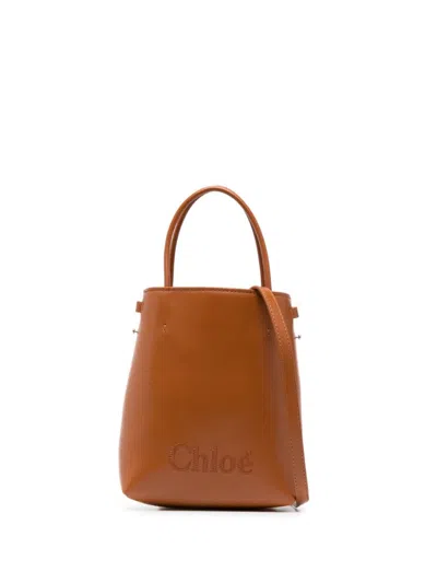 Shop Chloé Sense Micro Leather Bucket Bag In Brown