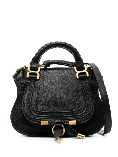 Shop Chloé Marcie Mini Leather Handbag In Black