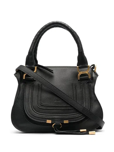 Shop Chloé Marcie Small Leather Handbag In Black