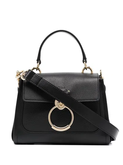 Shop Chloé Tess Mini Leather Handbag In Black