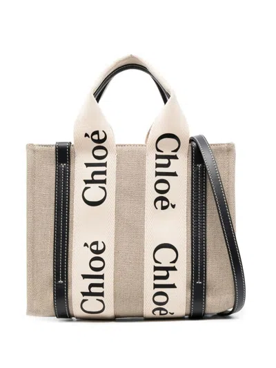 Shop Chloé Woody Canvas And Leather Tote Bag In Black