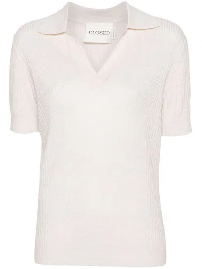 Shop Closed Linen And Cotton Blend Polo Shirt In White
