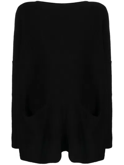 Shop Daniela Gregis Boat Neck Cotton Sweater In Black