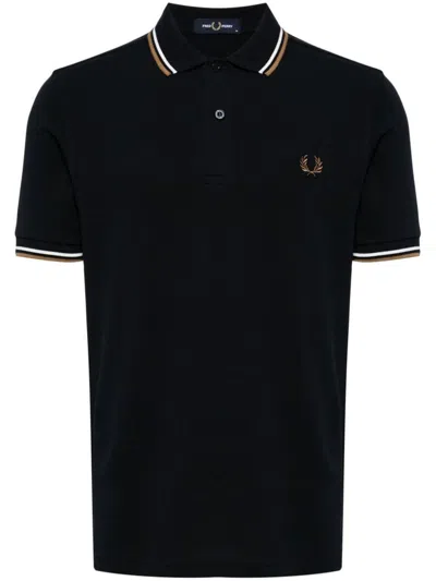 Shop Fred Perry Logo Cotton Polo Shirt In Blue