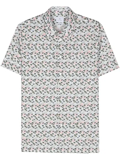 Shop Paul Smith Printed Casual Shirt In White