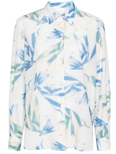 Shop Paul Smith Printed Shirt In Clear Blue