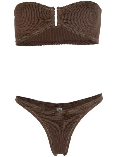 Shop Reina Olga Ausilia Bikini Set In Brown