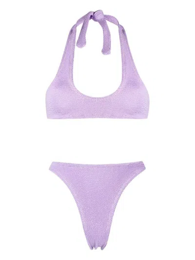 Shop Reina Olga Pilou Bikini Set In Lilac