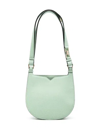 Shop Valextra Small Leather Hobo Bag In Clear Blue
