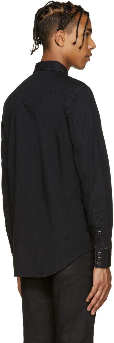 Shop Saint Laurent Black Denim Shirt In 1080 Used Black