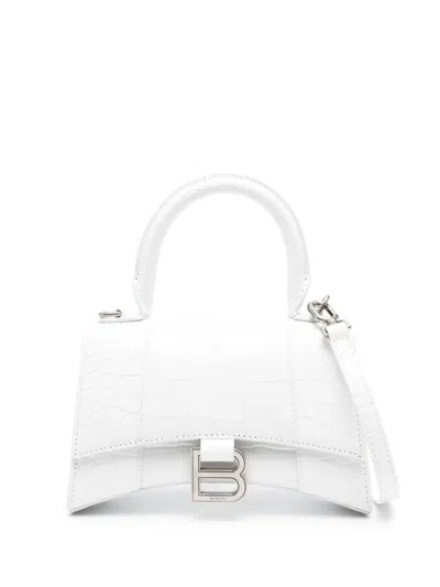 Shop Balenciaga Hourglass Xs Leather Handbag In White