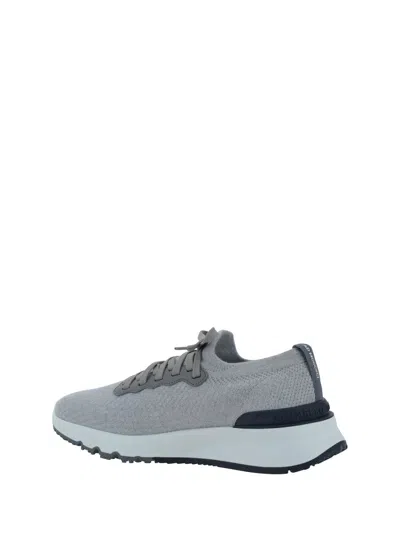 Shop Brunello Cucinelli Sneakers In Silver+fumo