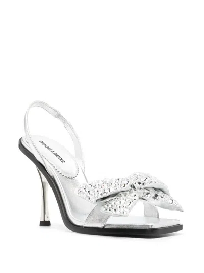 Dsquared2 Leather Shoes In Silver