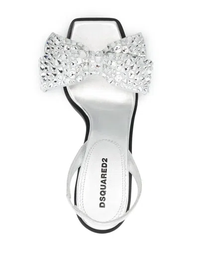 Shop Dsquared2 Rhinestone Details Heel Sandals In Silver